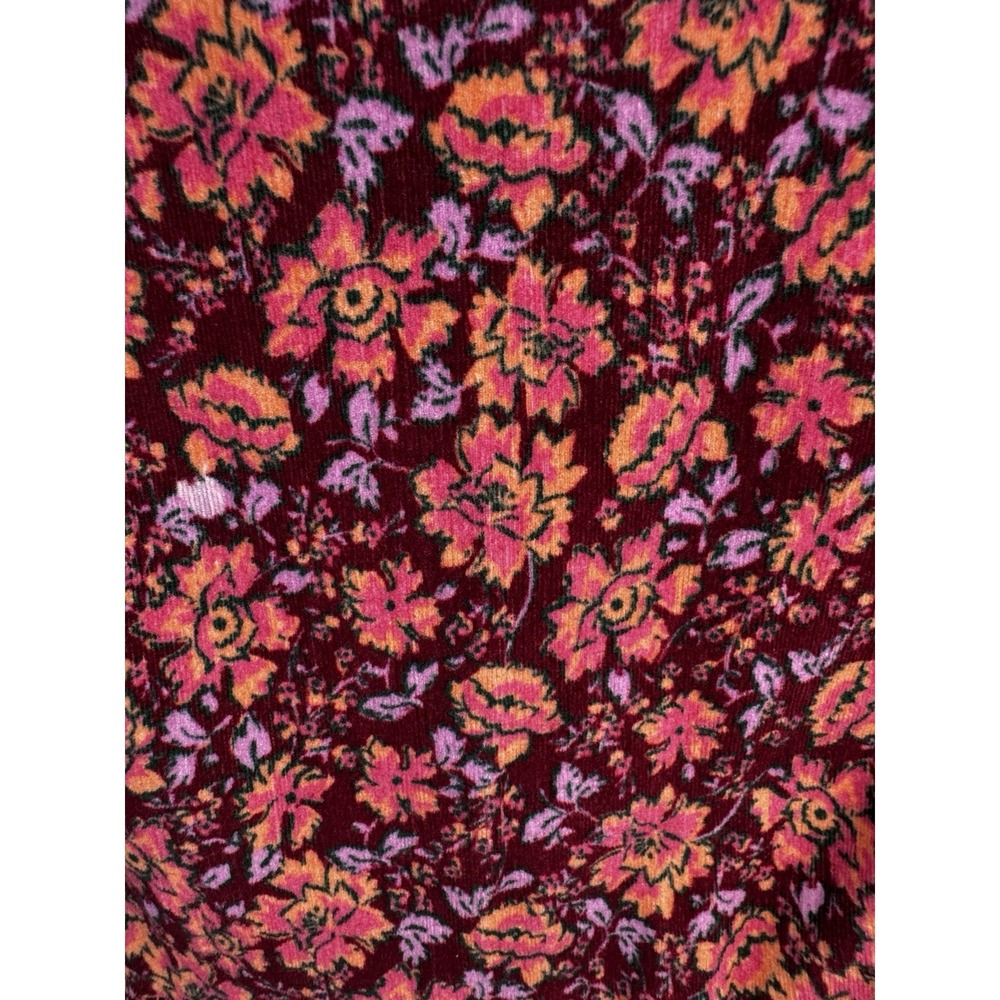 Free People NWT Floral Corduroy Mini Dress Size 2 Berry Plum Button Front Boho - Picture 7 of 14